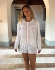 Red Ruffle Short Muslin Pyjamas