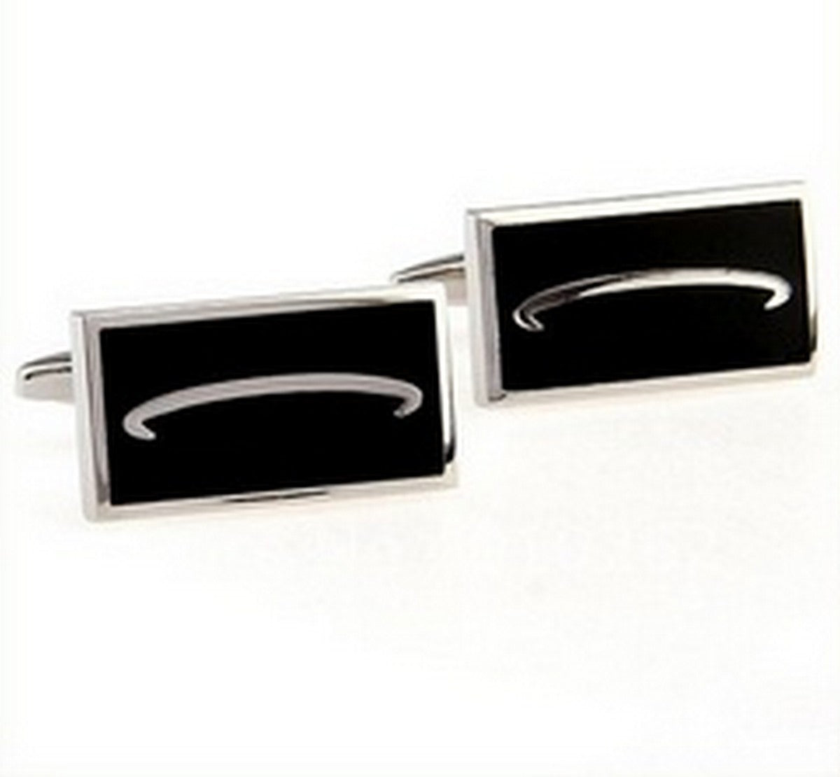 black and silver arched design cufflinks