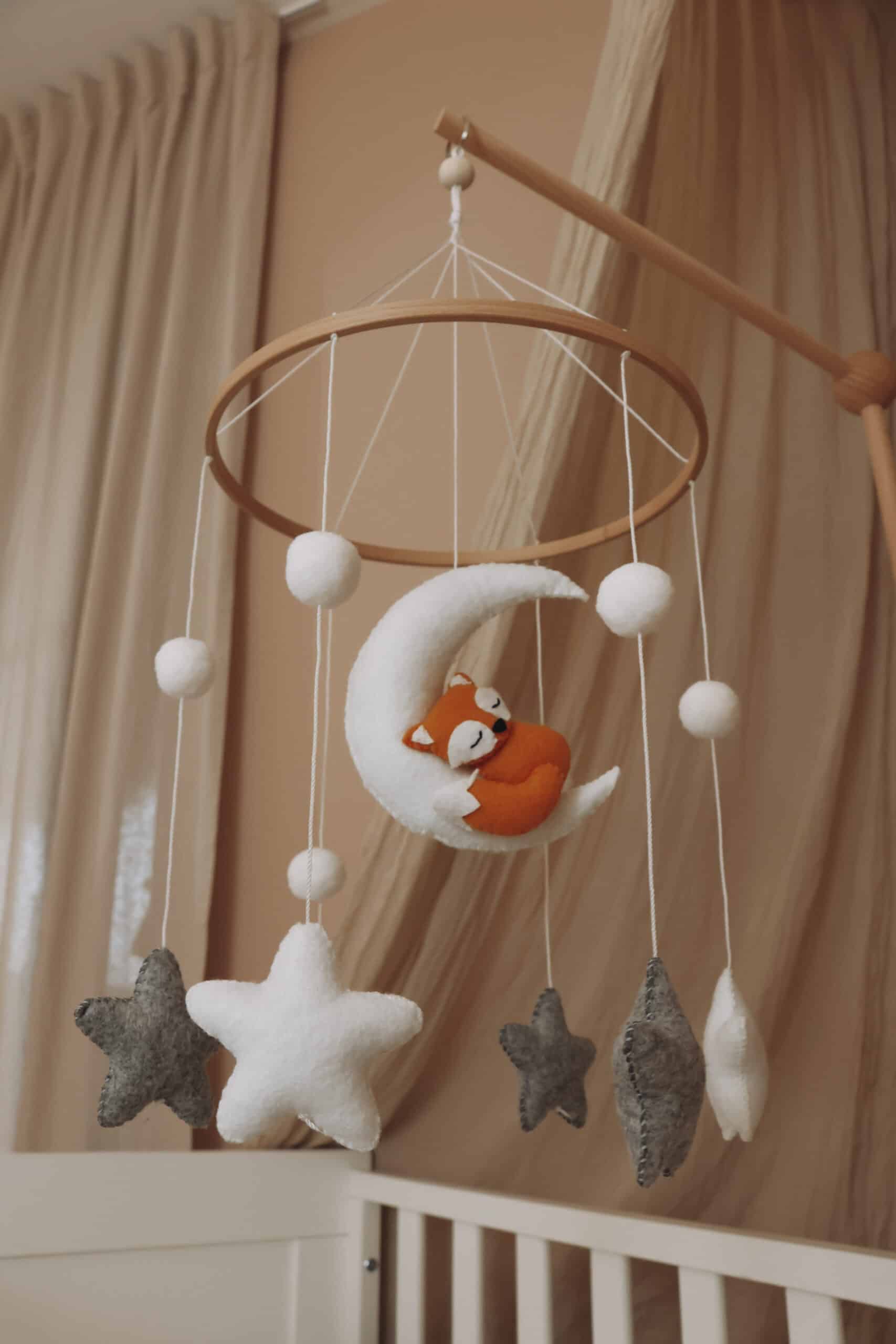 Handmade Sleepy fox baby mobile-6
