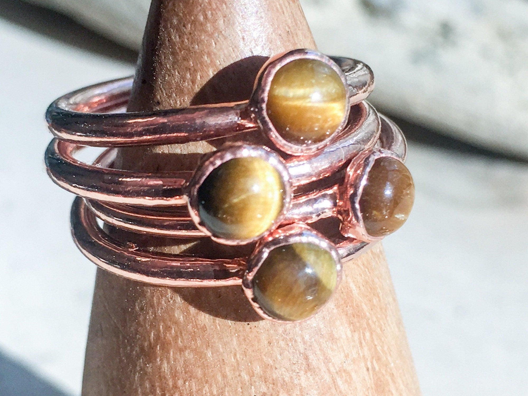 Copper Tiger Eye Ring - Stacking Boho | Handmade by Blackbird &amp; Sage