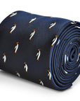 navy tie with penguin design