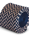 navy blue and pink herringbone knitted tie