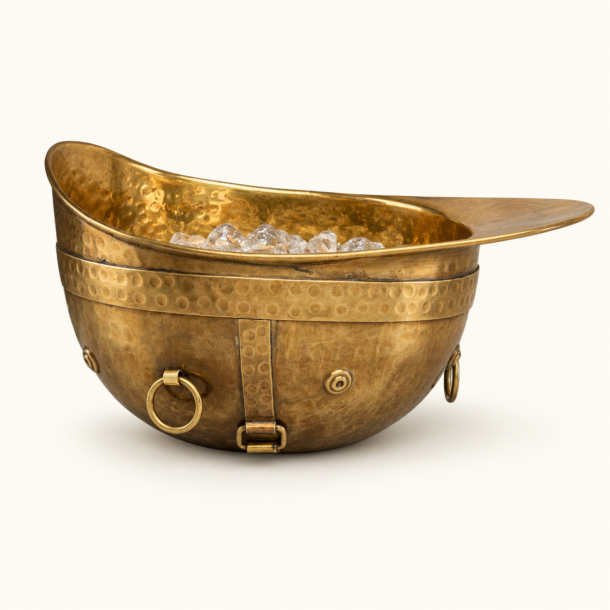 Solid Antique Brass Polo Helmet Champagne Ice Bucket | Wine Cooler