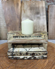 Rustic Church Candle Holder / Indian Pillar Base / Farmhouse Decor Cream
