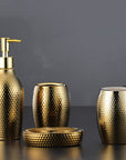4 Pieces Golden Ceramic Bathroom Set-1