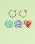Button Hoop Earrings - Set of 3