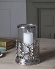 Vintage Inspired Silver Stag Lantern with Frosted Glass