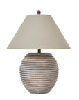 Ripple Ceramic Table Lamp with Linen Shade in Earth Brown