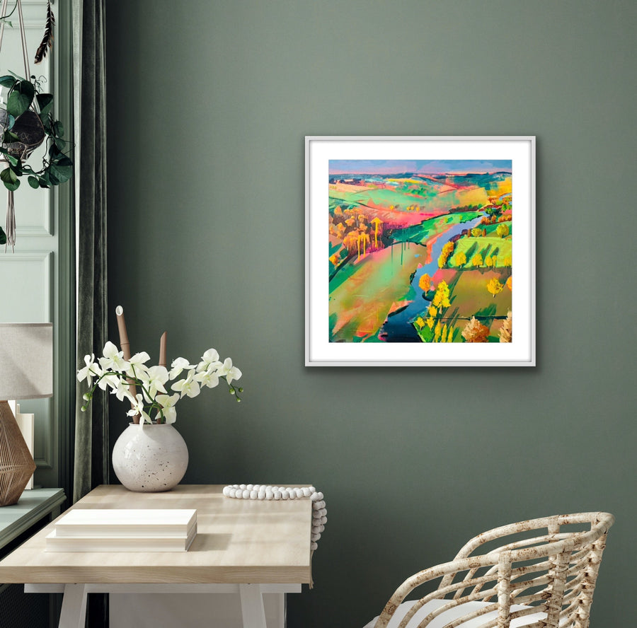 Luxury By Brook Dream Vignette square giclee fine art print, signed and embossed, vibrant colors, framed or unframed, 70x70cm by Michael Sutherland Art at brixbailey.com