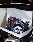 Black Handmade Tote Bag with Illustrated Design
