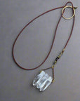 Quartz Lariat Leather & Brass - Talisman | Handmade by Blackbird & Sage