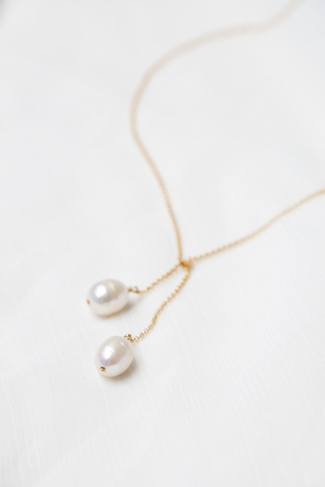 Dual Pearl Necklace – Elegant & Adjustable in Silver or Gold by New Vintage by Kriss at brixbailey.com