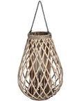 Handwoven rattan lantern with intricate wicker weave in warm brown, creating enchanting light patterns for indoor or outdoor decor. by sostter at brixbailey.com