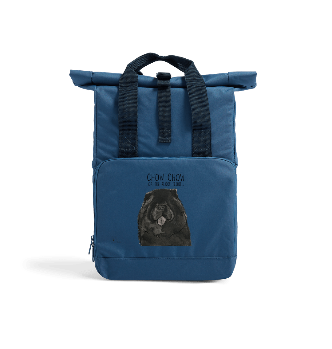 Black Chow Chow Chic: Aloof Floof Roll-Top Backpack