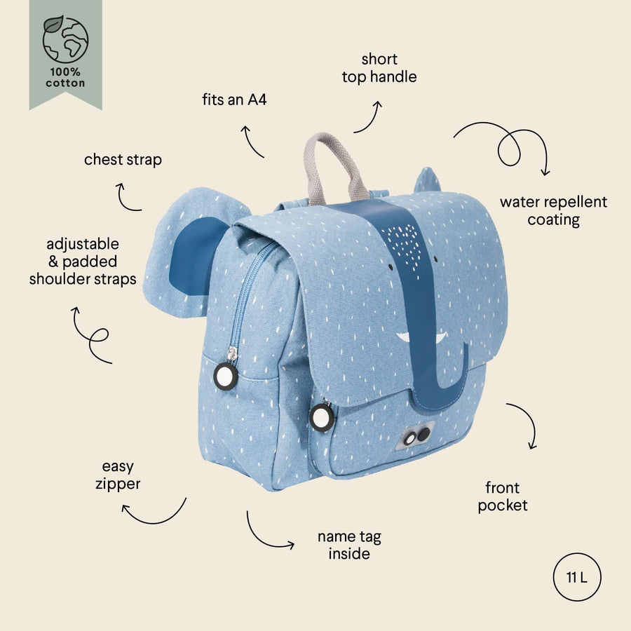 Kids' Water-Repellent Cotton Backpack, Adjustable Straps