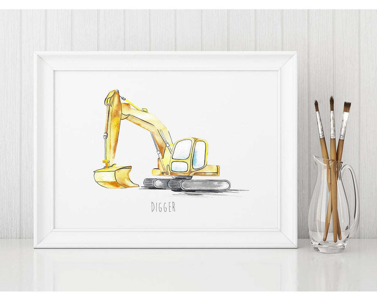 Watercolour Digger Children's wall print