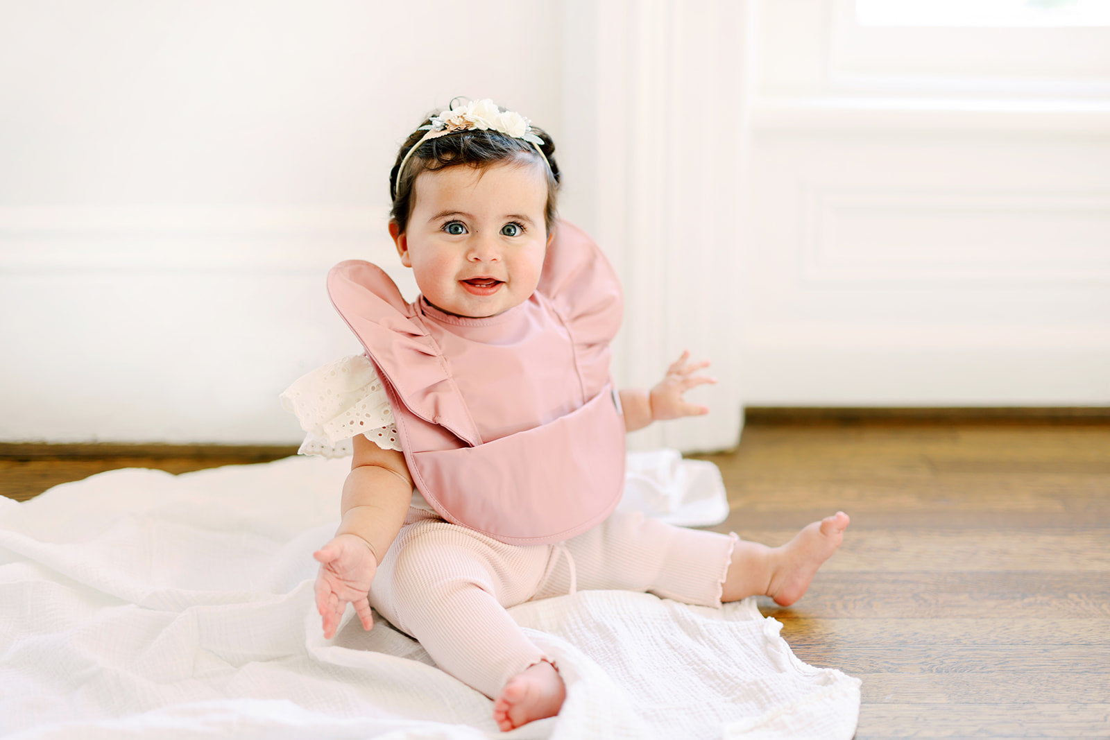 Ruffle Angel Bib - Best Seller 3 Pack Bundle Peach Blush, Peony &amp; Sage