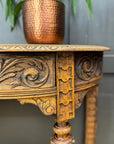 Antique Carved Oak Side Table Console Table Hall Table Drawer Desk Furniture