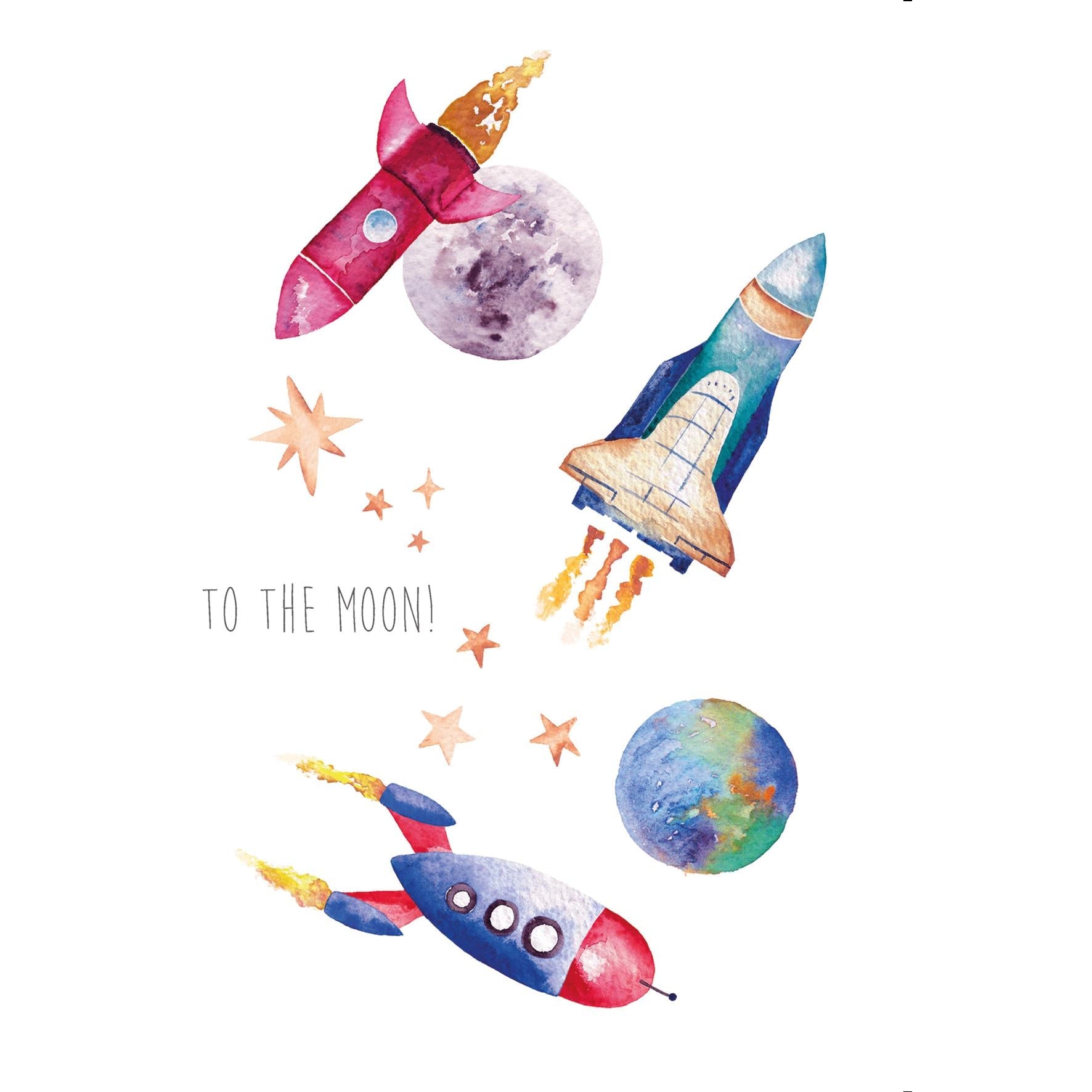 Rockets Outer Space Birthday card