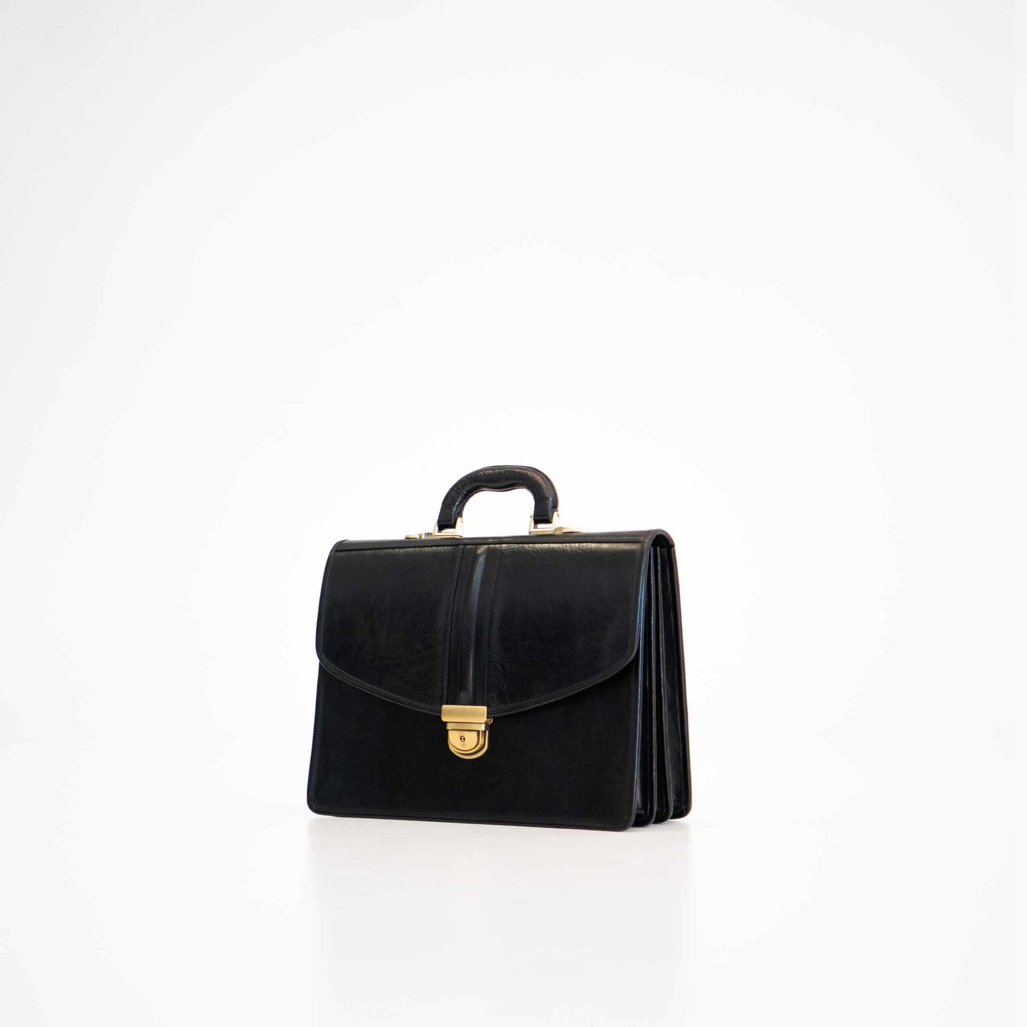 Classic Leather Briefcase Black Finish