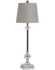Chrome table lamp with hand-cut glass detailing and herringbone pattern, 71cm height, silver finish for modern or classic interiors by Sostter at brixbailey.com