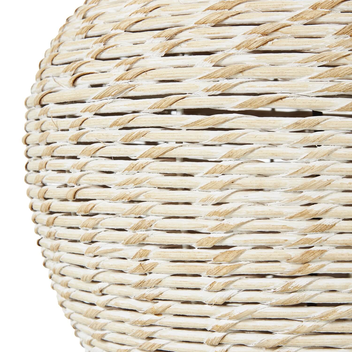 White Wicker Table Lamp with Linen Shade