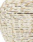 White Wicker Table Lamp with Linen Shade