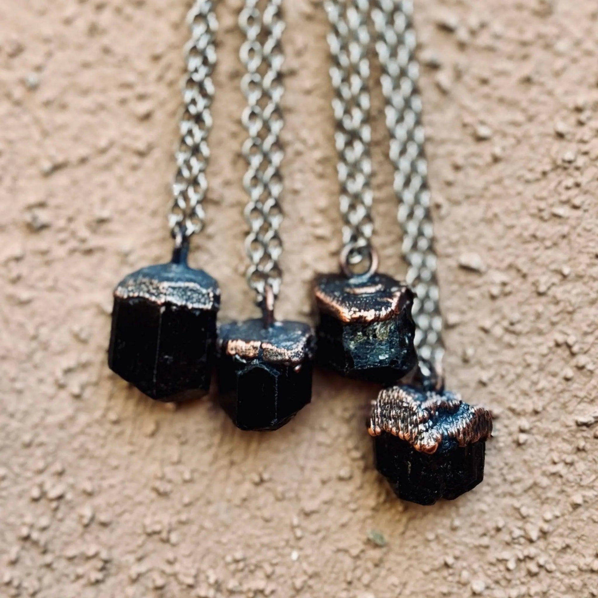 Raw Black Tourmaline Necklace - Mens | Handmade by Blackbird &amp; Sage