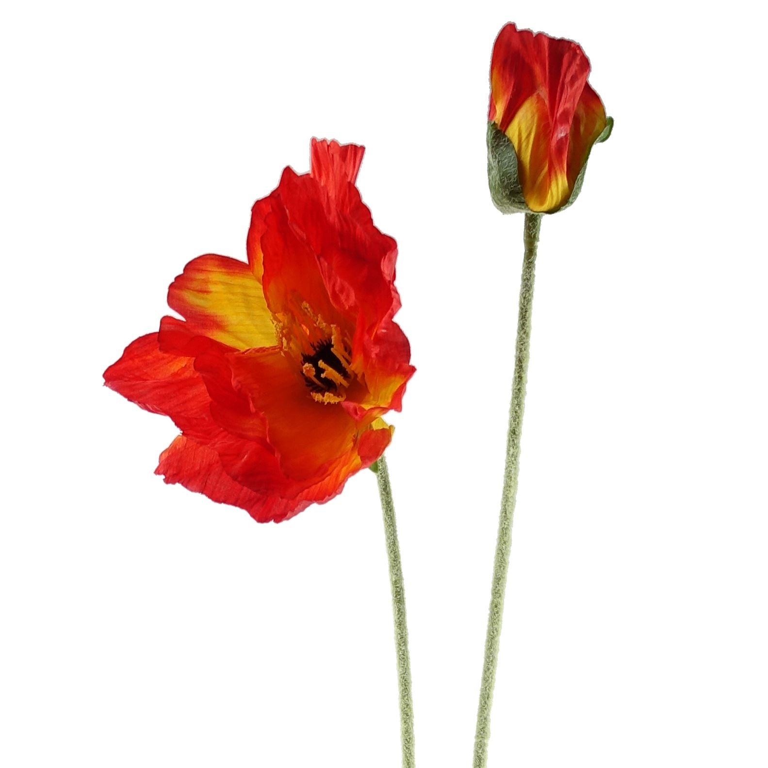 Pack of 6 x Artificial Flowers Poppy Stem - 2 Flowers 100cm-2