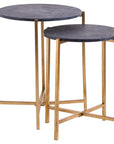 Set of 2 Marble Nesting Tables in Gold and Black