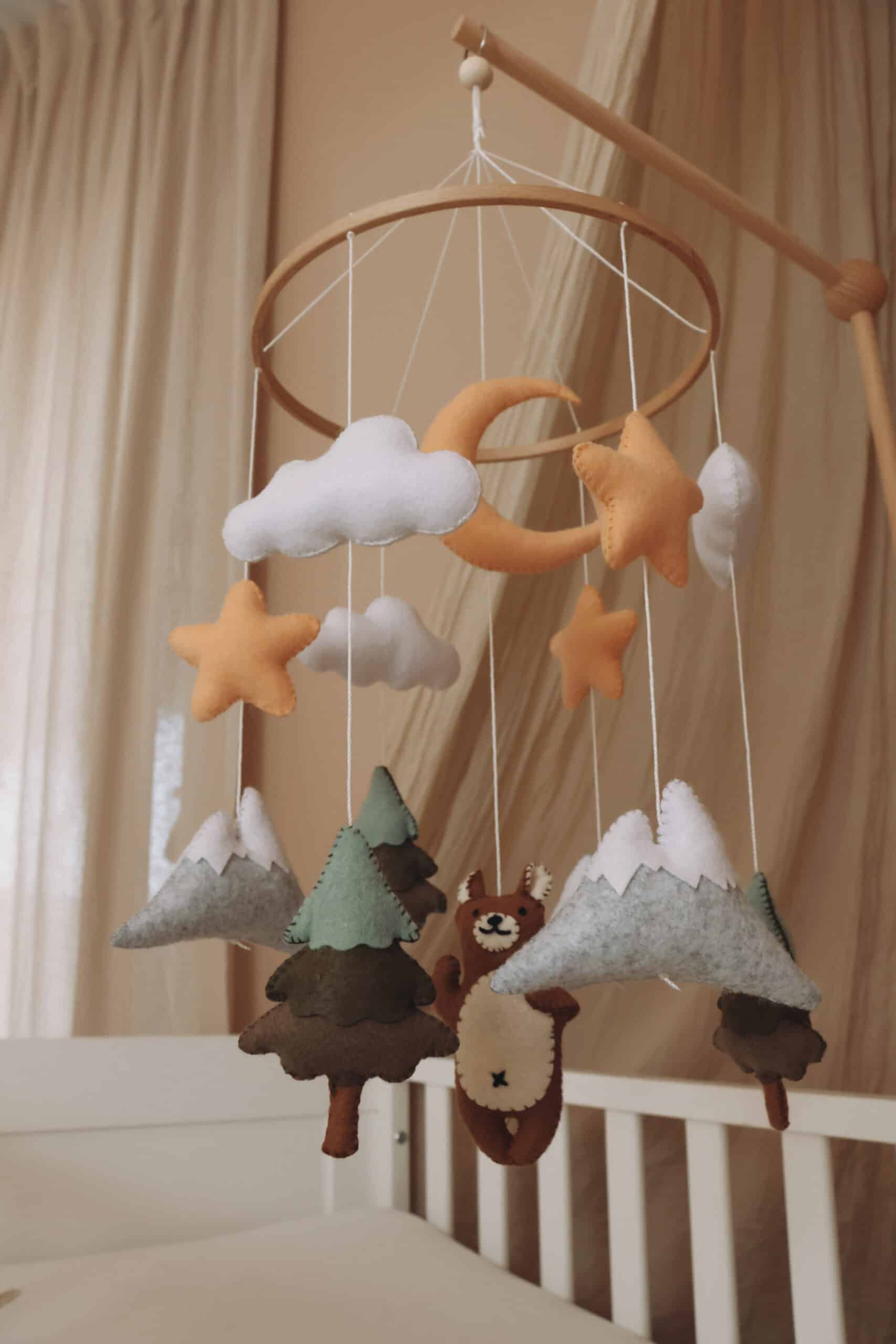 Handmade Brown Bear baby mobile-7