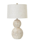 White Wicker Table Lamp with Linen Shade