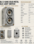 Double 2 Gang Cast Metal Toggle Light Switch | Industrial 2 Way