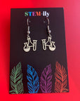 Stainless steel science flask bottle chemistry silver earrings