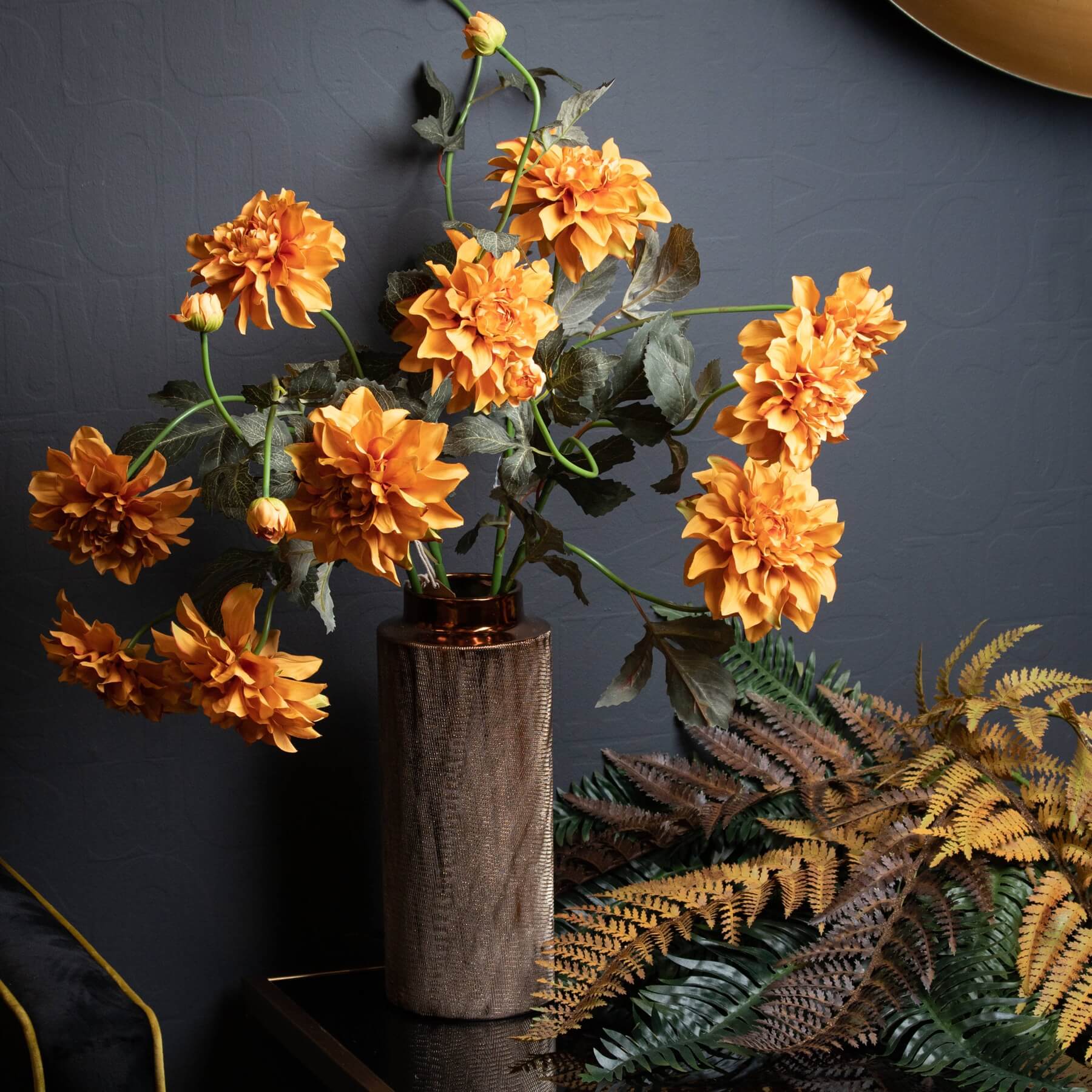 Vibrant Orange Dahlia Floral Spray | Fresh Cut Blooms