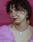 Red Cherry Heart Hoop Earrings