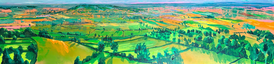 Luxury limited edition Golden Hour from Glastonbury Tor 2 signed giclee print, premium Somerset landscape art, handcrafted impressionistic painting by Michael Sutherland Art at brixbailey.com