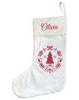 Personalised Christmas Stocking - Red Scandi Wreath