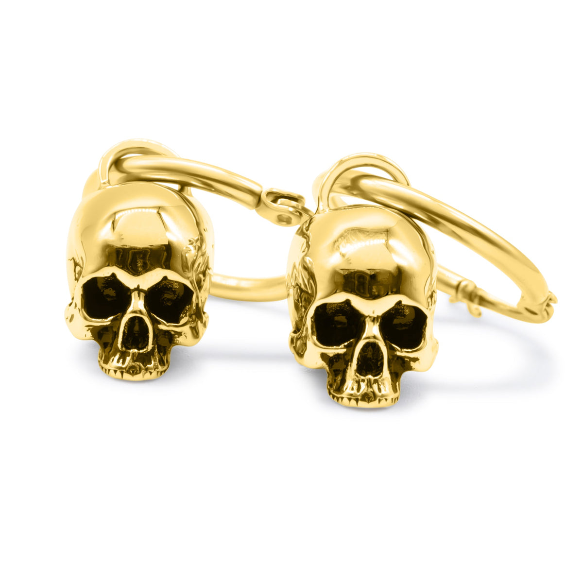 Gold Hel Skull Hoop Earrings