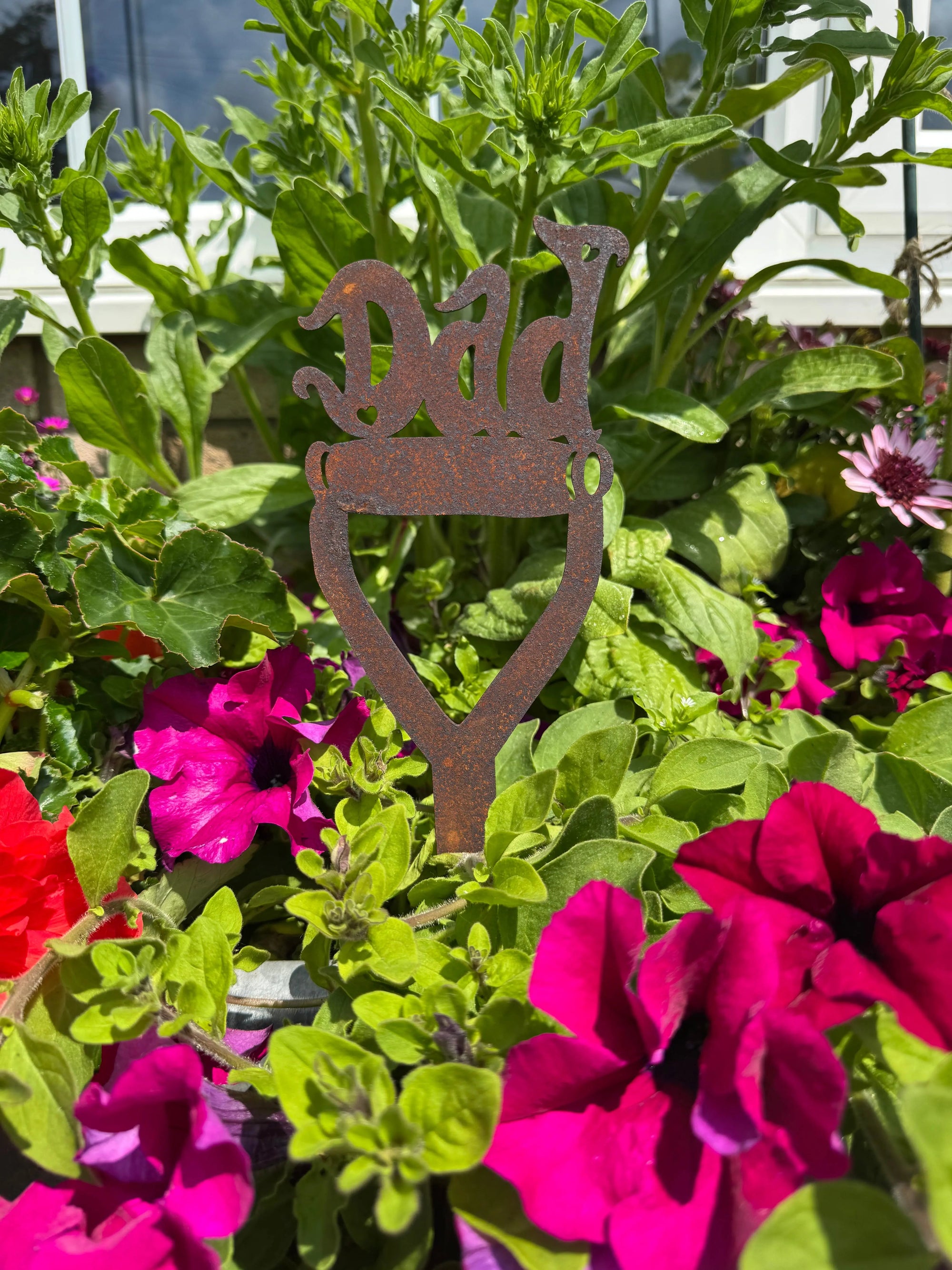 Rusty Metal Dad On A Spade Garden Decoration , Dad Remembrance Gift