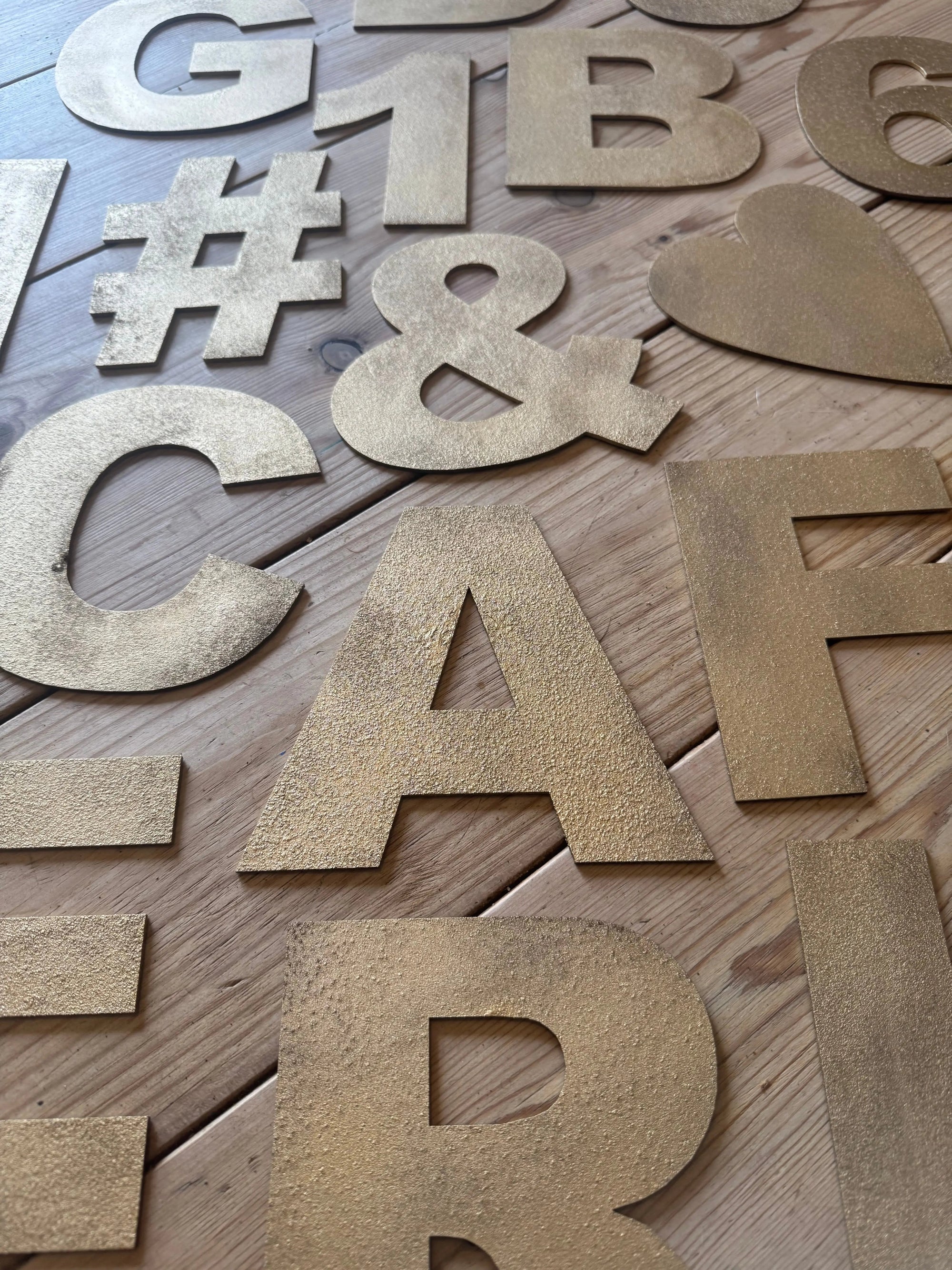 Gold Fat Font Metal Alphabet Letters – 5” or 12” Decorative Lettering A–Z