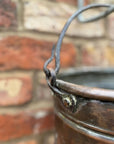 Antique Copper Cauldron Pot with Riveted Iron Handle & Dovetail Planter Pot  B