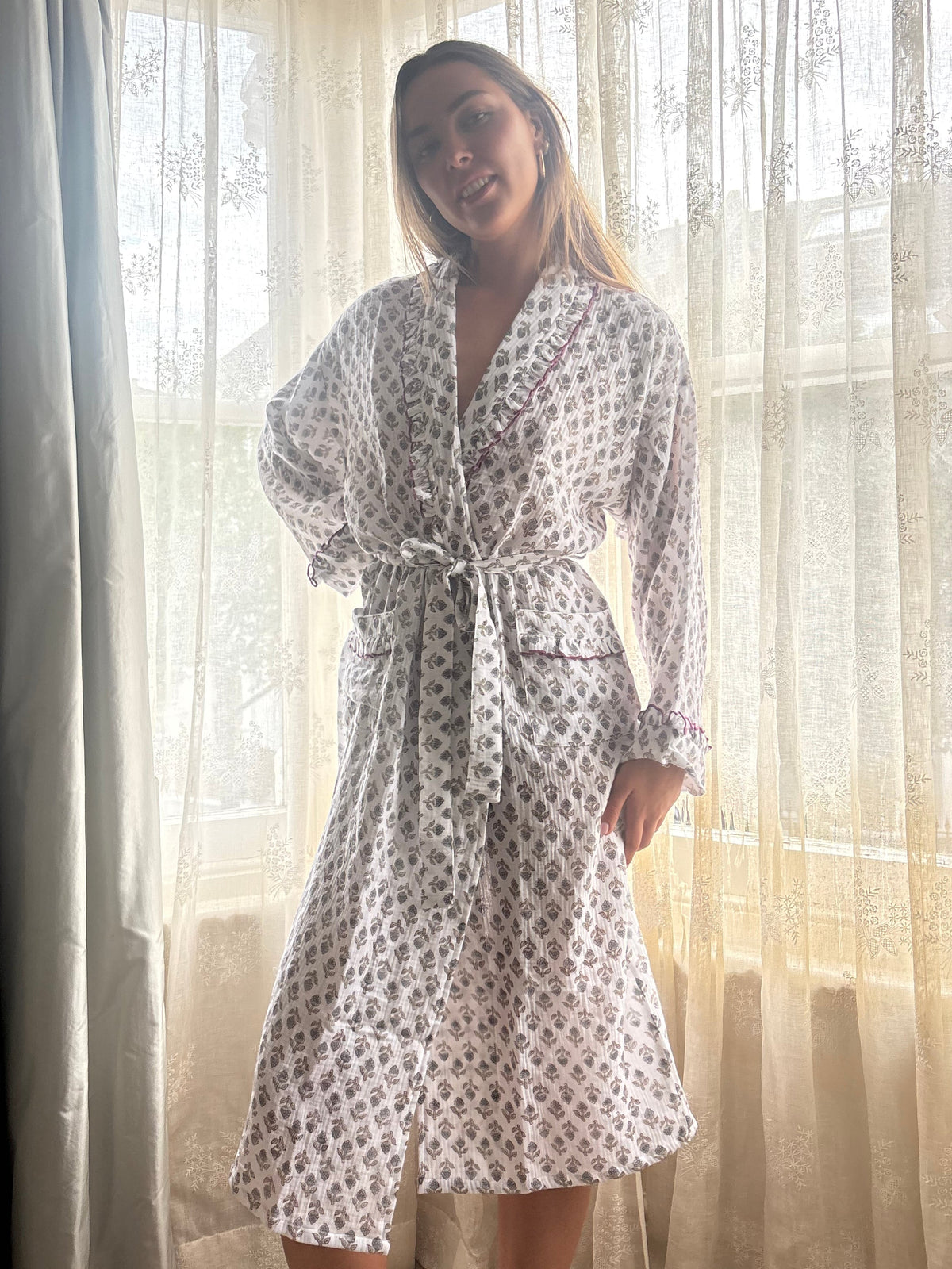 Tallis Blue Muslin Dressing Gown