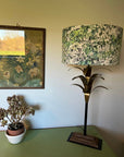 White flowers velvet drum lampshade/ ceiling shade with a white lining