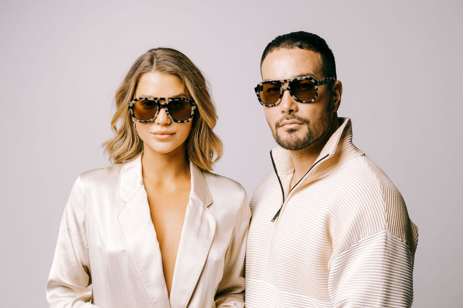 Sustainable Rock Aviator Sunglasses – Light Tortoiseshell Frames & Tan Lenses | UV Protection | Biodegradable Italian Acetate by Reecy at brixbailey.com