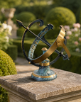 Armillary Small Solid Brass Verdigris Patina Sphere Sundial