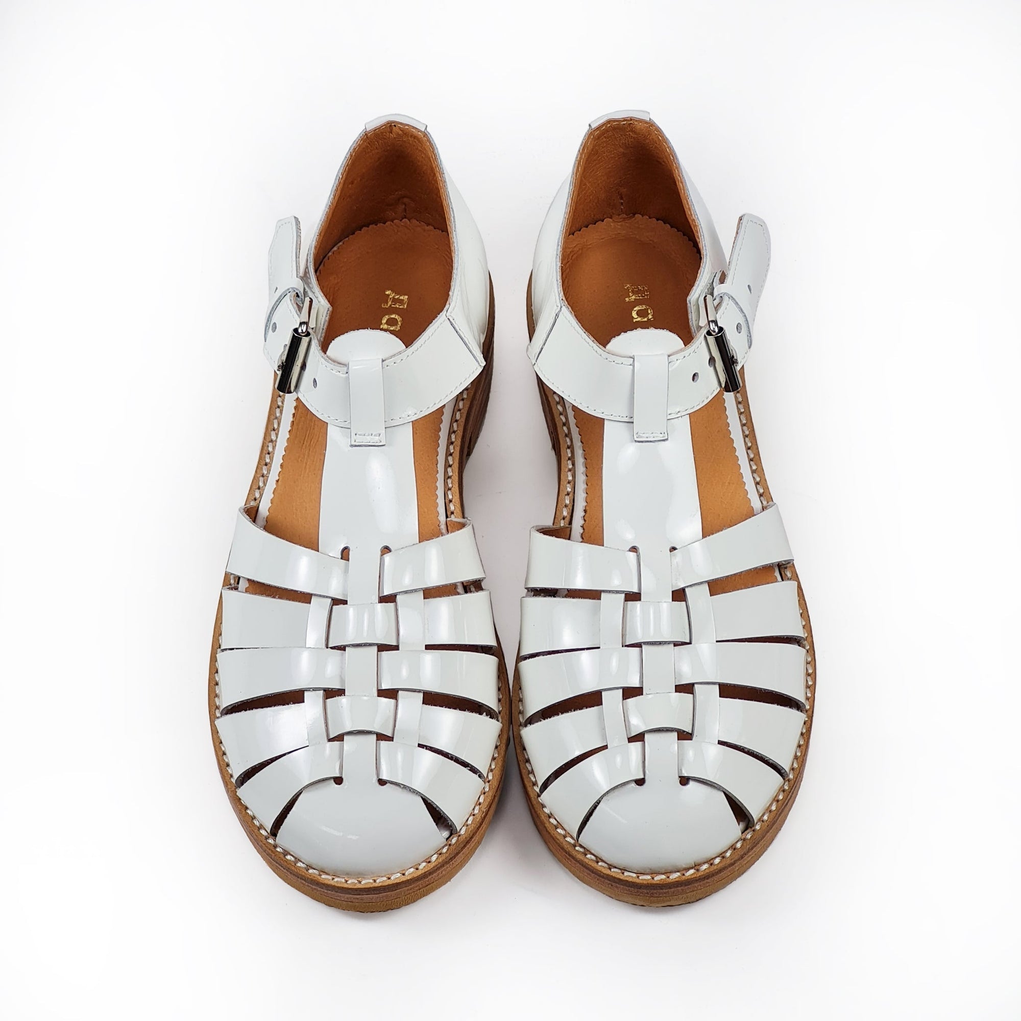 Handmade White Leather Fisherman Sandals