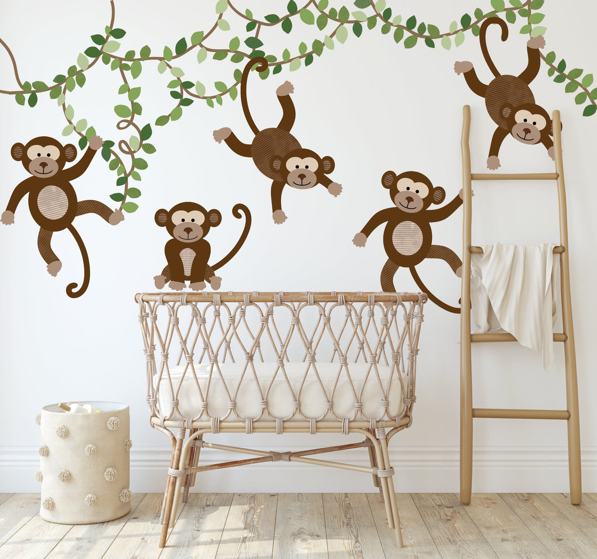Extra Monkeys, Vines &amp; Leaves -  Repositionable Wall Decals Add-on Set