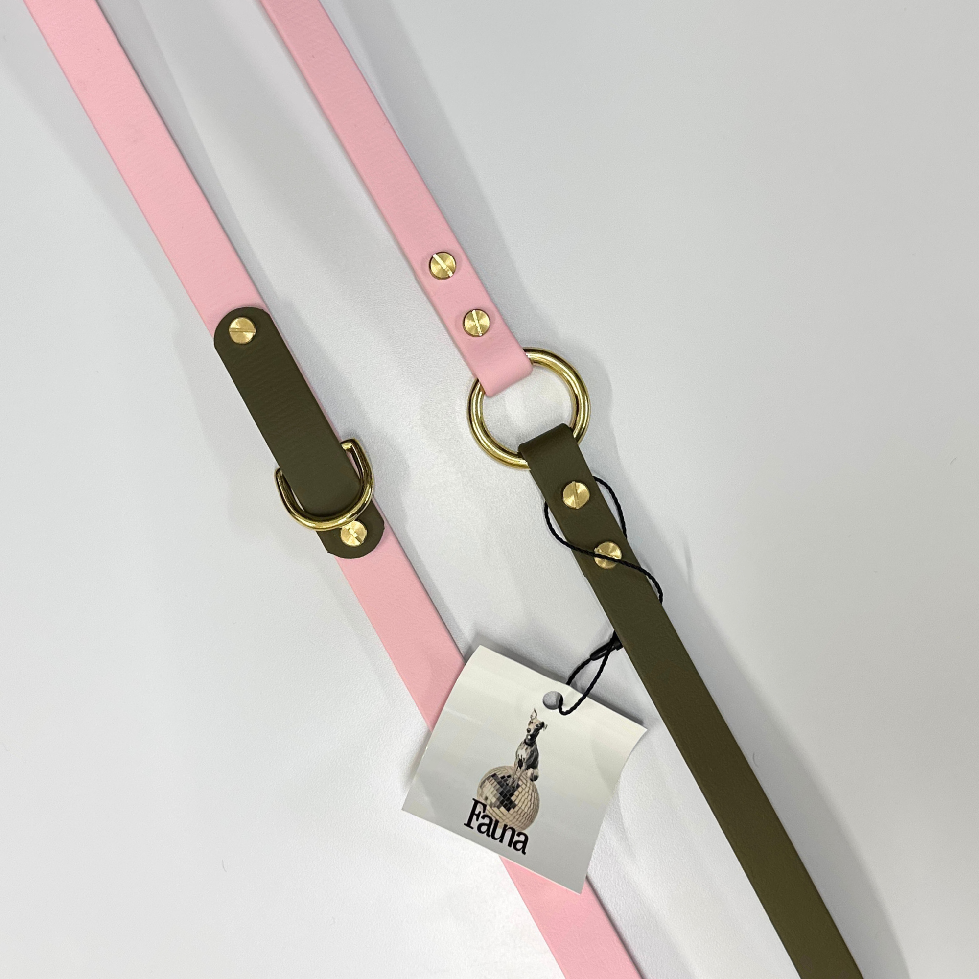 Petra Multiway Dog Lead in Olive &amp; Pastel Pink