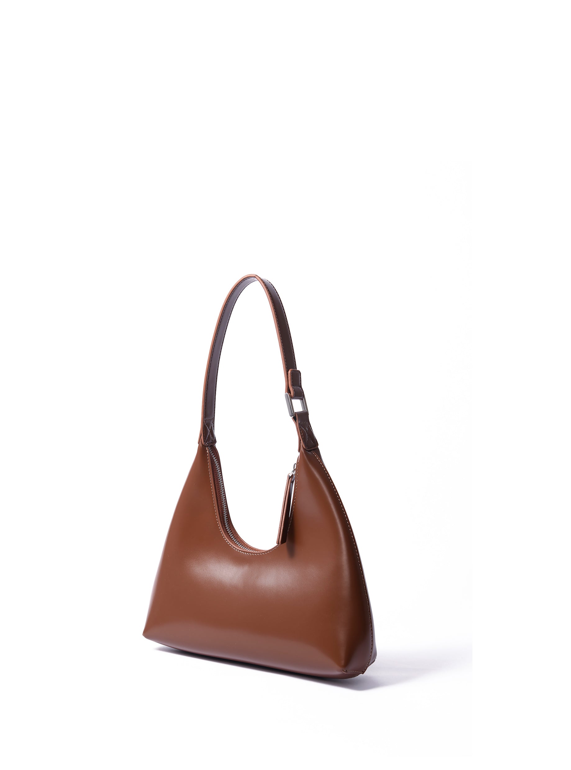 Premium Alexia small hobo bag in caramel, genuine leather with silver hardware, stylish and elegant handbag by Bob Oré at brixbailey.com